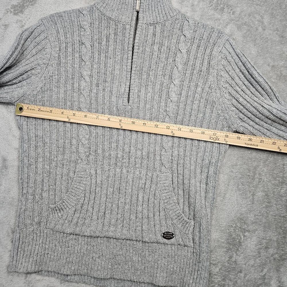 RARE 🔥 Harley-Davidson Vintage Embroidered Ribbed Quarter Zip Sweater - Picture 6 of 10